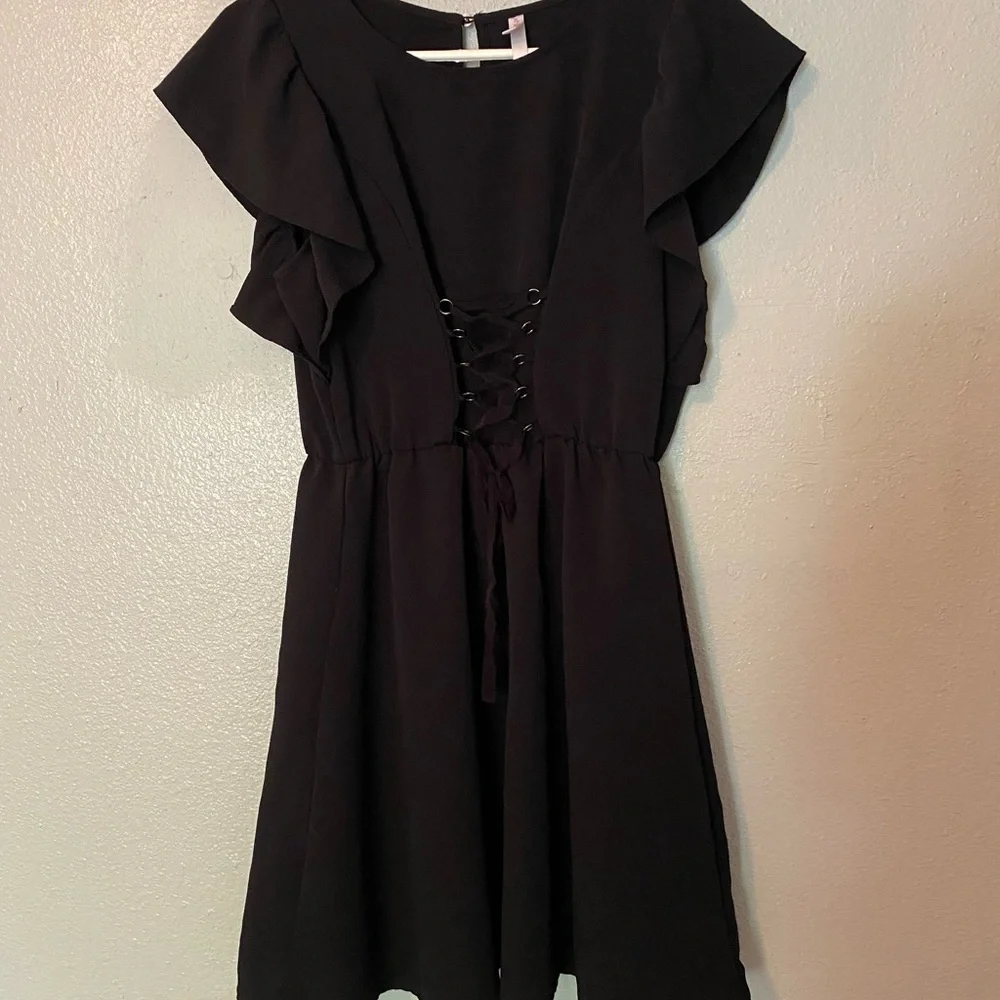 Xhileration Black Lace Up Dress - Picture 1 of 4